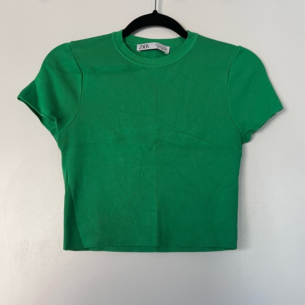 Zara Bright Green Knit Crop Top